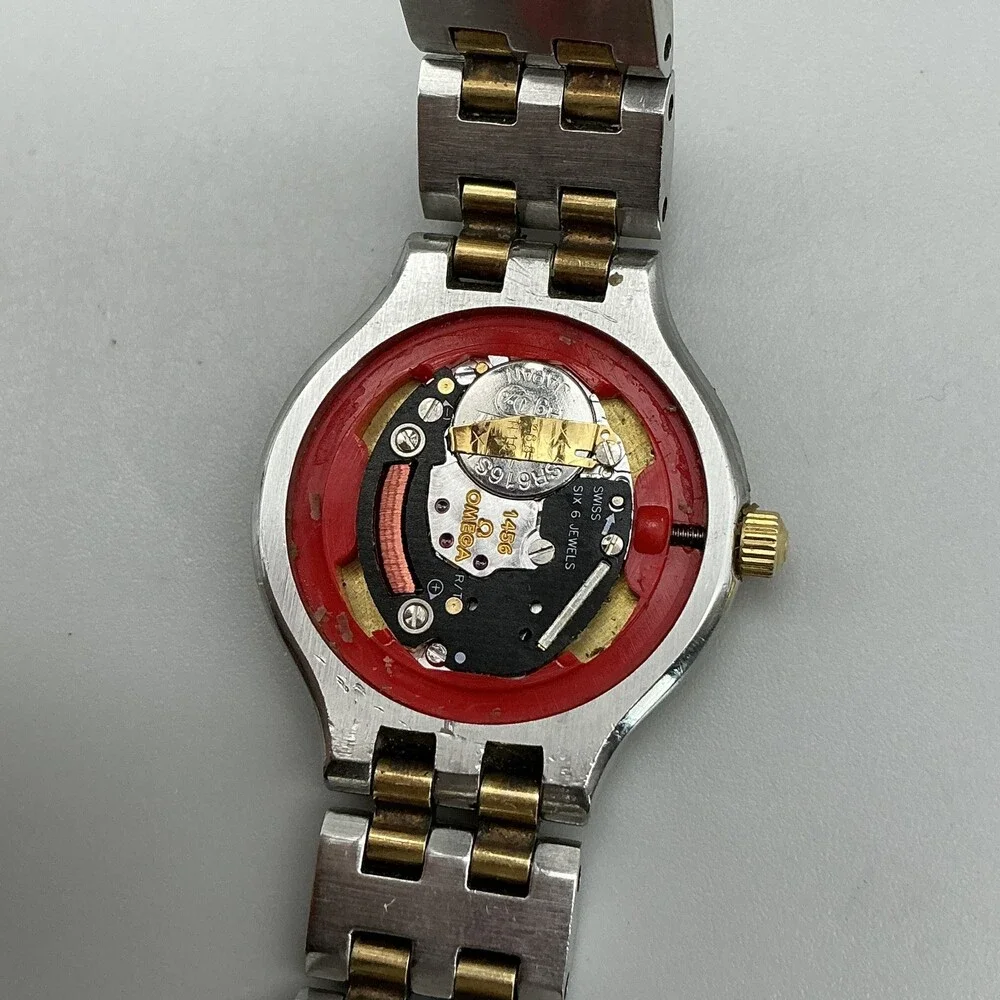 Vintage Omega De Ville Womens Watch 23mm White Dial Two Tone New Battery 6.25